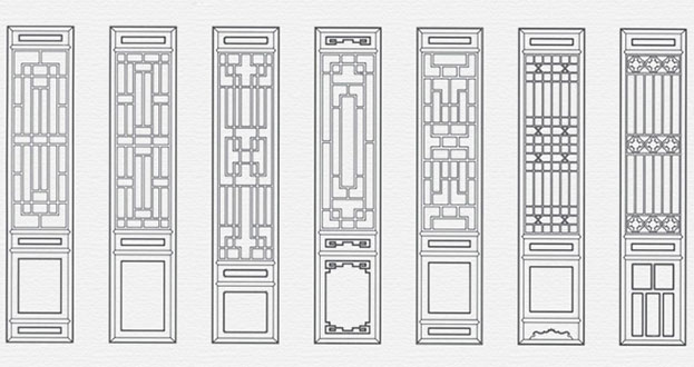 广河常用中式仿古花窗图案隔断设计图